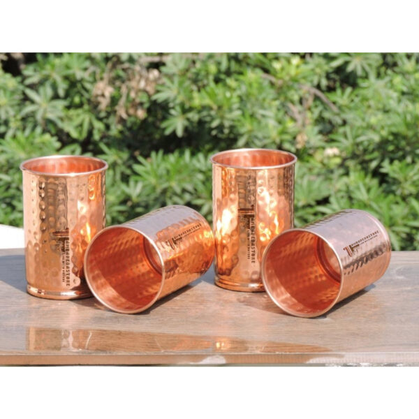 Set of Four Hand Hammered Copper Tumblers