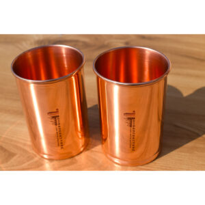 Set of Two Plain Copper Tumblers for Refreshing Hydration